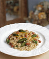 ASPARAGUS AND BROAD BEAN RISOTTO WITH MASCARPONE, LEMON AND MINT 