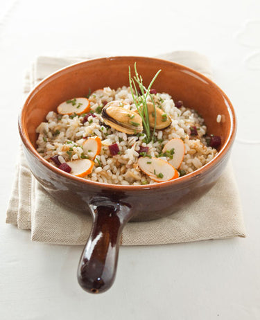 foto ricetta Riso 3 Cereali con cozze, vongole e barbabietola rossa 