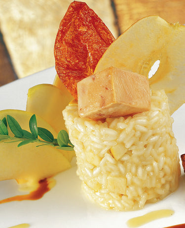 foto ricetta Riso Carnaroli mantecato con mele golden all'olio di oliva e fegato grasso d'oca 