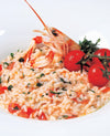 foto ricetta Riso agli scampi, rucola fritta e pomodorini 