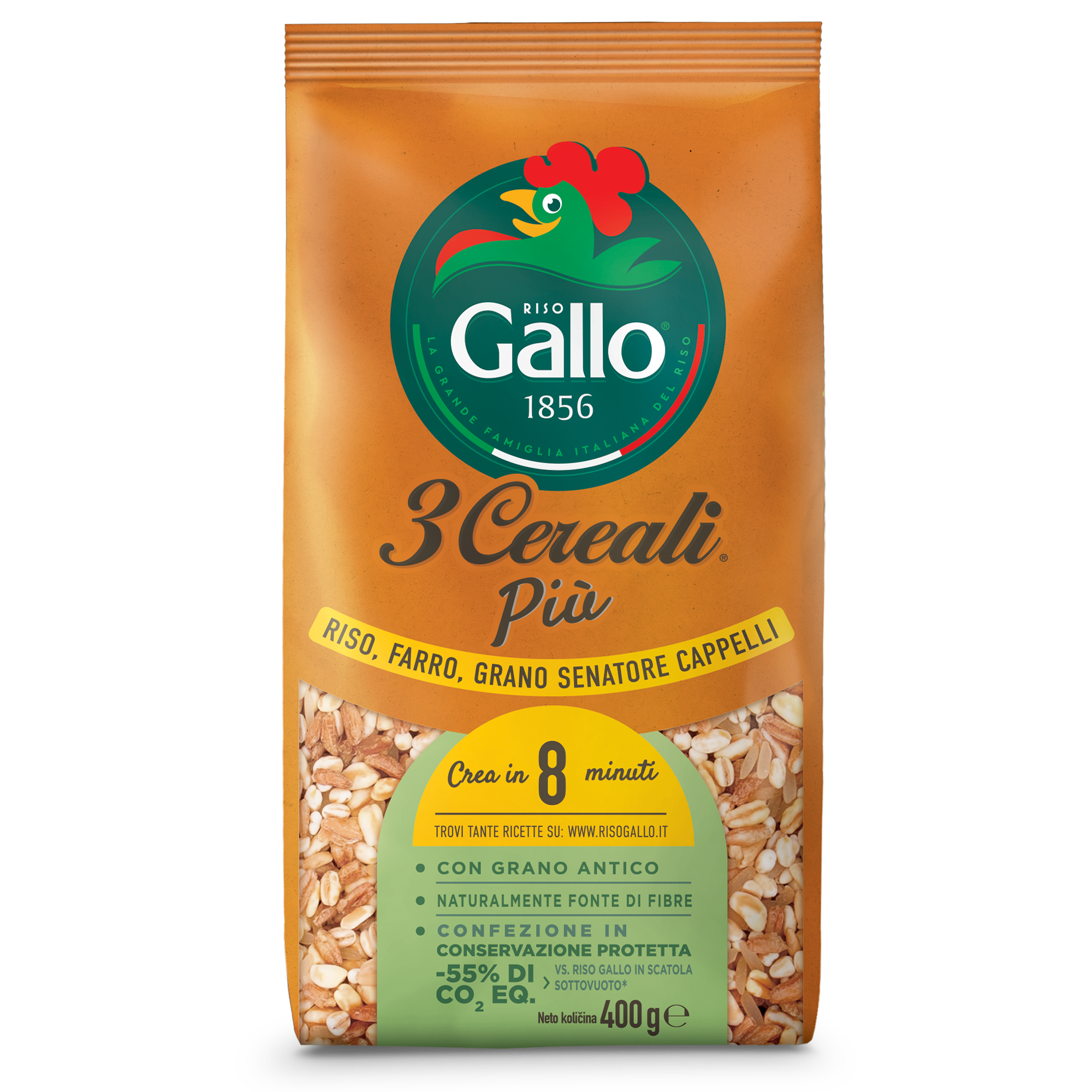 3 CEREALI PIÙ: RISO, FARRO E GRANO SENATORE CAPPELLI 