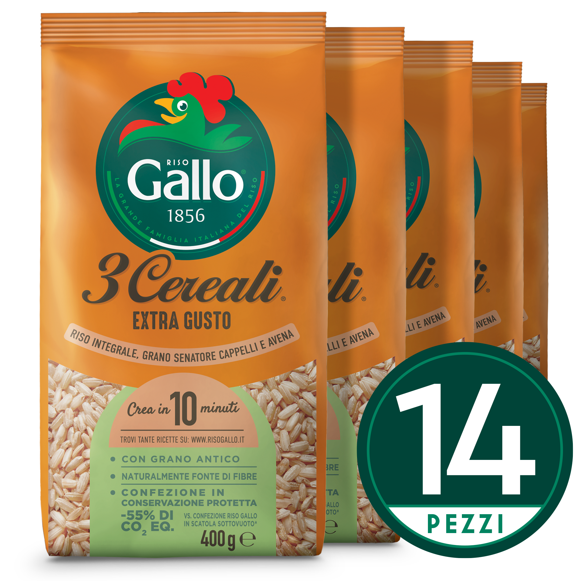 3 cereali extra: riso integrale, avena e grano senatore cappelli outlet riso gallo 