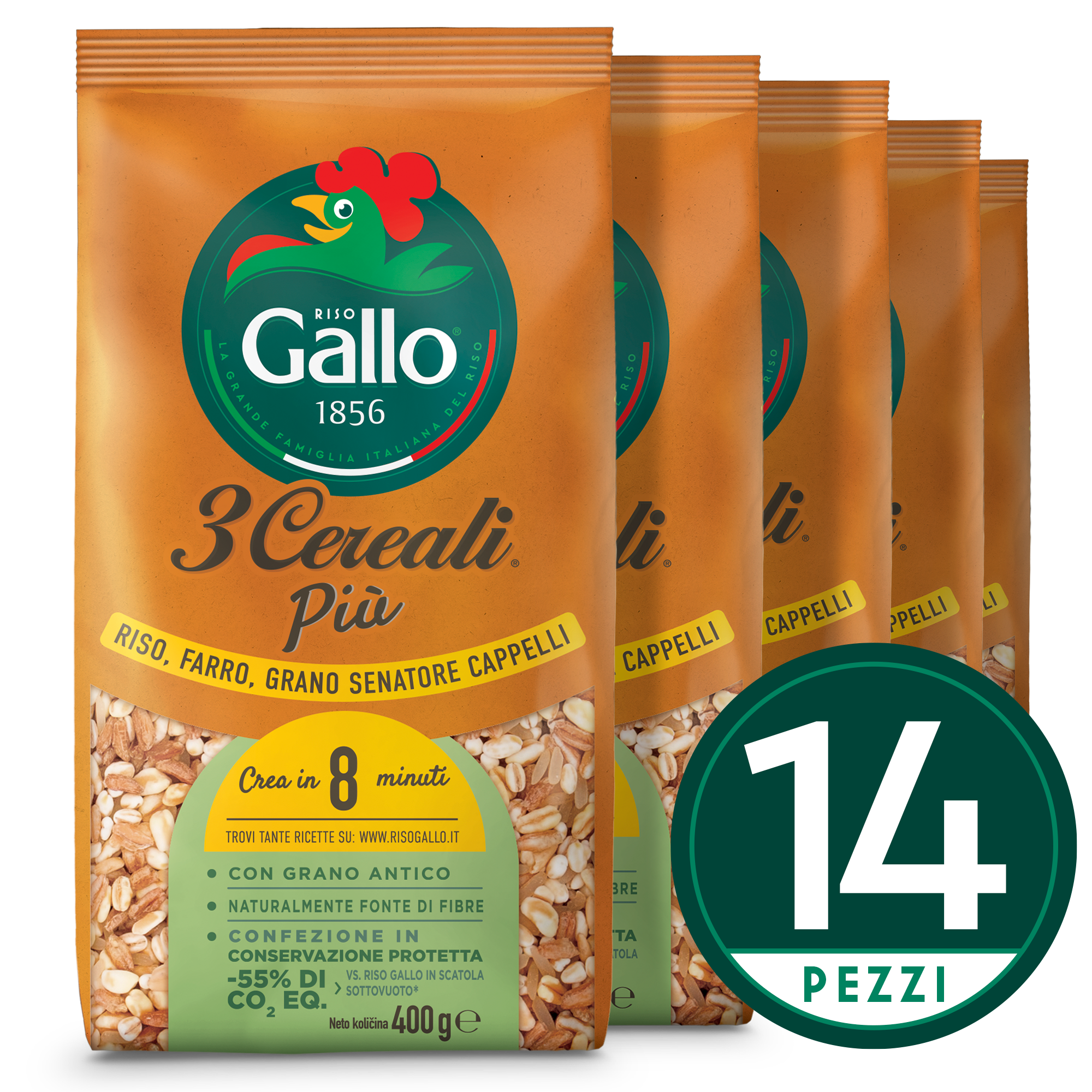3 cereali più: riso, farro e grano senatore cappelli outlet riso gallo 