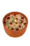 Zuppa di 3 Cereali Integrali ai funghi e patate con speck croccante e noci 